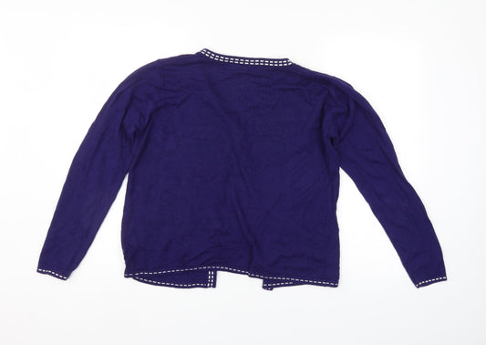 Annabelle Womens Blue Floral Cardigan Jumper Size M