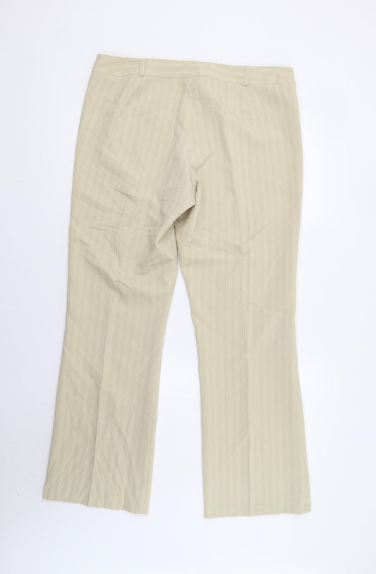 Dorothy Perkin Womens Beige Striped Trousers Size 16 L32 in