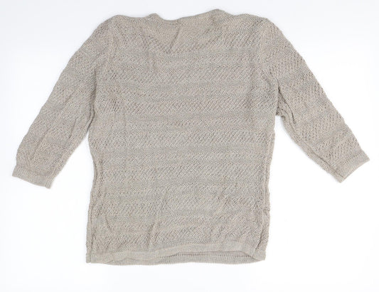 Classic Womens Gold Knit Pullover Jumper Size 14