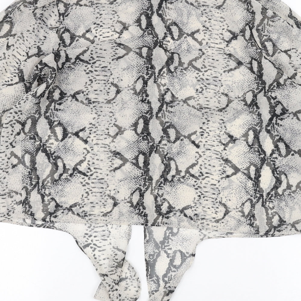 Miss Selfridge Womens White Animal Print Basic Button-Up Size 8