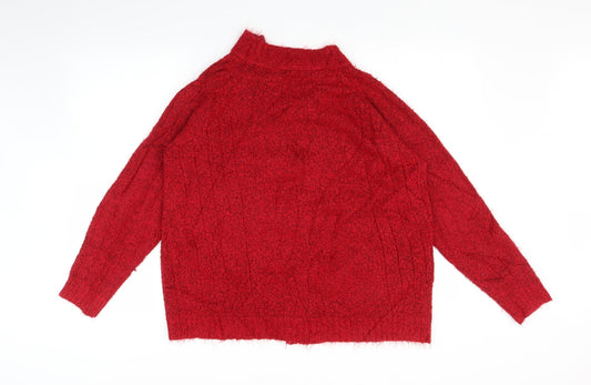 EWM Womens Red Cardigan Jumper Size M