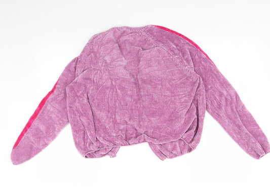 United Colours of Benetton Girls Purple Striped Cape Jumper Size 13-14 Years