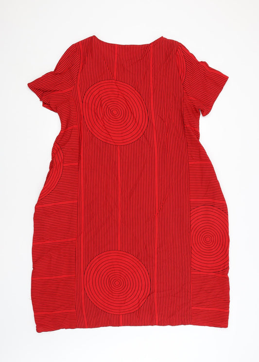 Preworn Womens Red Striped A-Line