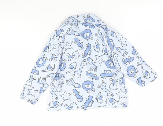 Nutmeg Baby Blue Solid Pyjama Top Size 9-12 Months - Animals and Cars