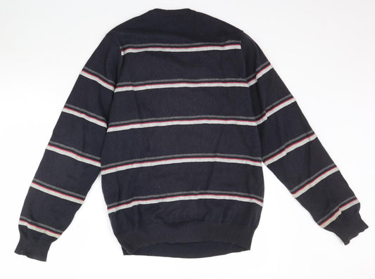 Marks and Spencer Mens Blue Striped Knit Pullover Jumper Size S