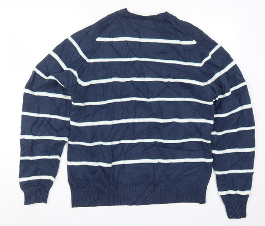 Marks and Spencer Mens Blue Striped Knit Pullover Jumper Size L