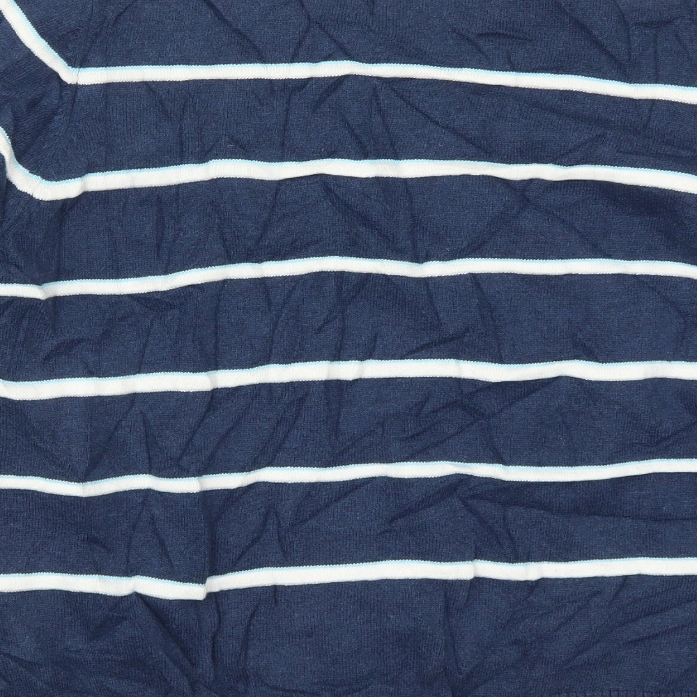 Marks and Spencer Mens Blue Striped Knit Pullover Jumper Size L