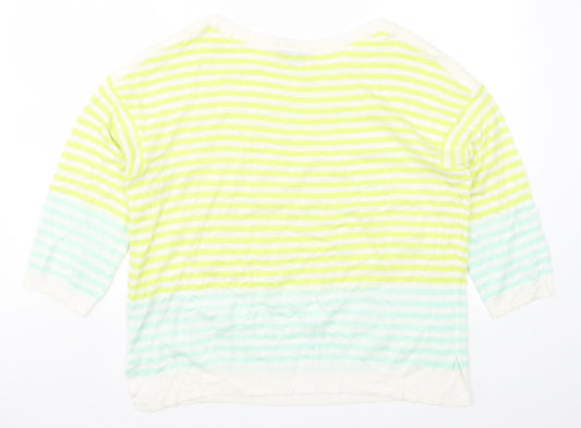 Nutmeg Womens Yellow Striped Knit Pullover Jumper Size 16
