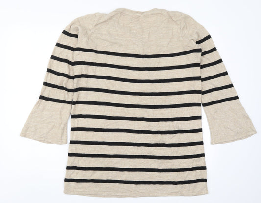 George Womens Beige Striped Knit Pullover Jumper Size 14