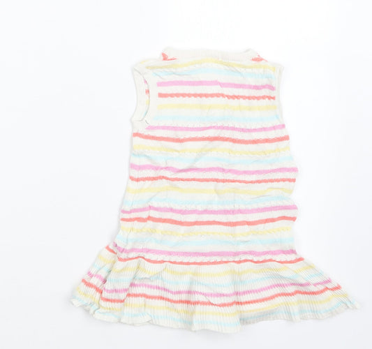 NEXT Girls Purple Striped Knit Jumper Dress Size 9-12 Months