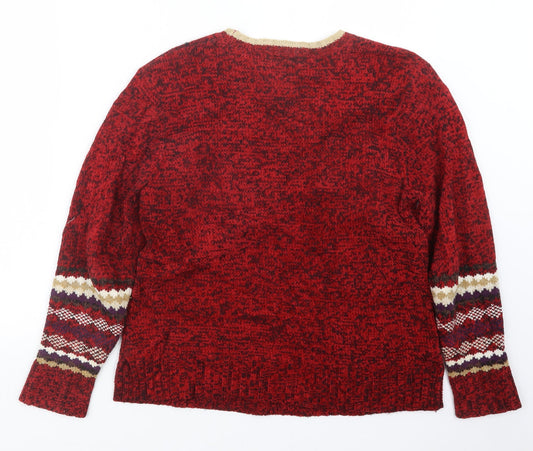 Damart Womens Red Knit Pullover Jumper Size 8