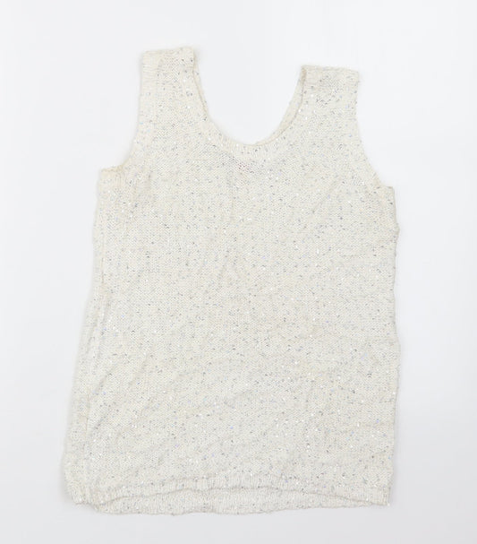 River Island Girls White Knit Pullover Jumper Size 9-10 Years