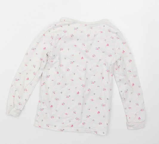 Marks and Spencer Girls White Floral Top Pyjama Set Size 6-7 Years