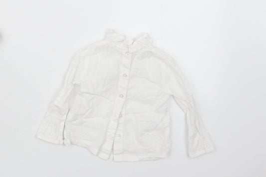 TU Girls White Basic Button-Up Size 6-9 Months