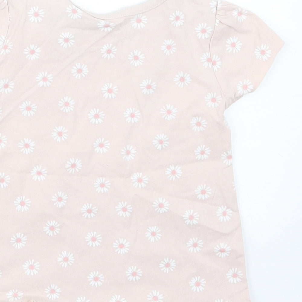Brand and care label for George girls’ pink floral basic t-shirt, size 12-18, months
