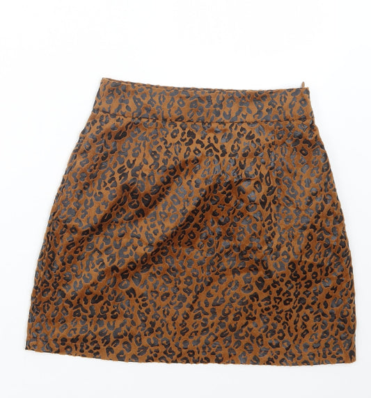 PRETTYLITTLETHING Womens Brown Animal Print  Straight & Pencil Skirt Size 4