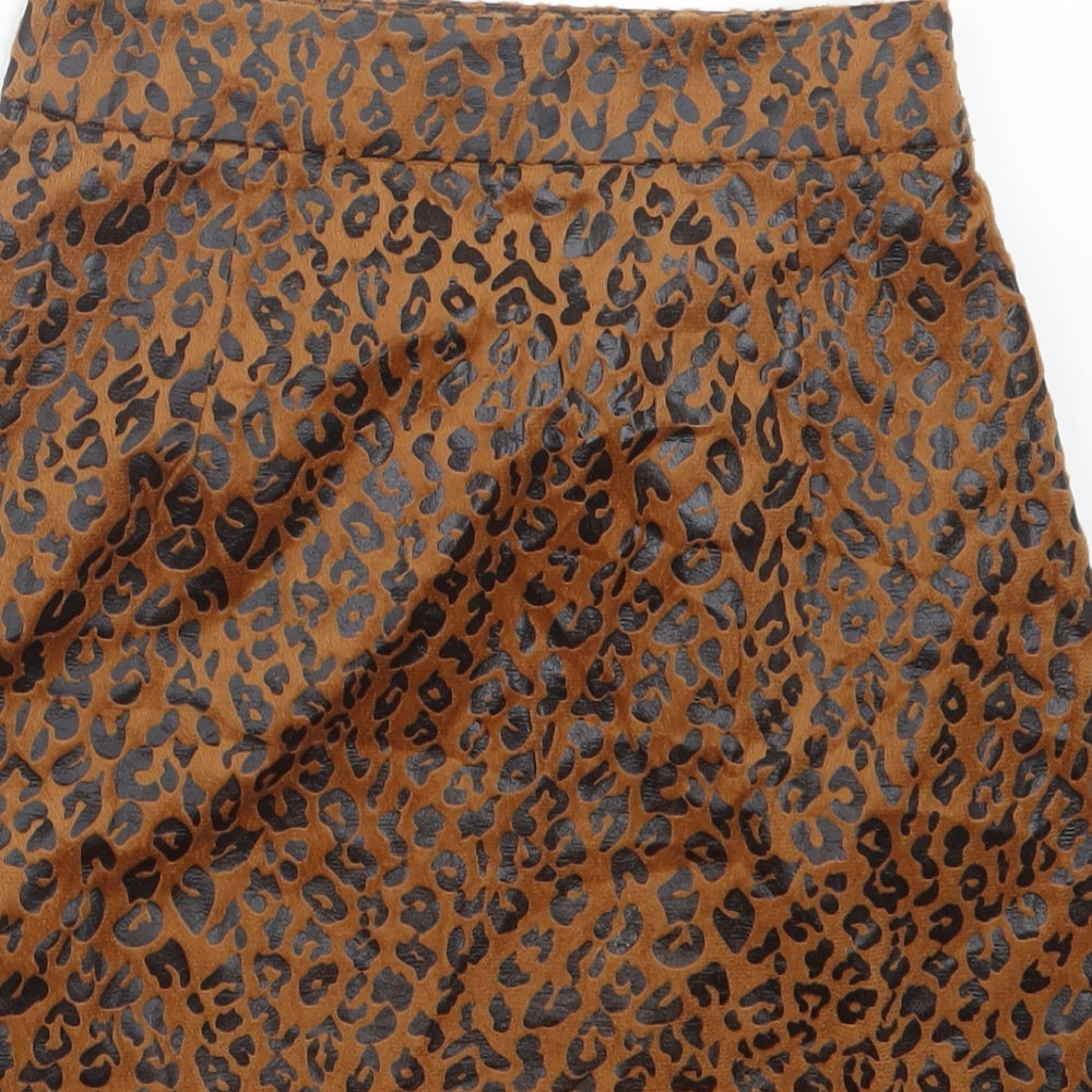 PRETTYLITTLETHING Womens Brown Animal Print Straight & Pencil Skirt Size 4
