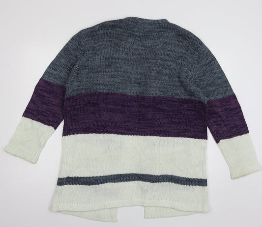 Be You Womens White Striped Knit Cardigan Jumper Size 8