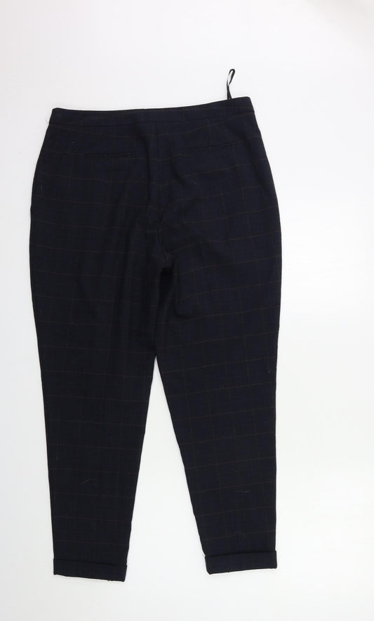 F&F Womens Blue Check Trousers Size 12 L27 in