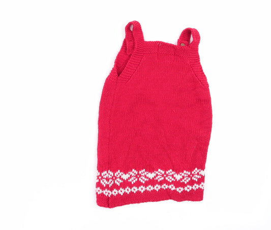 fred and flo Girls Red Pinafore/Dungaree Dress Size 12-18 Months