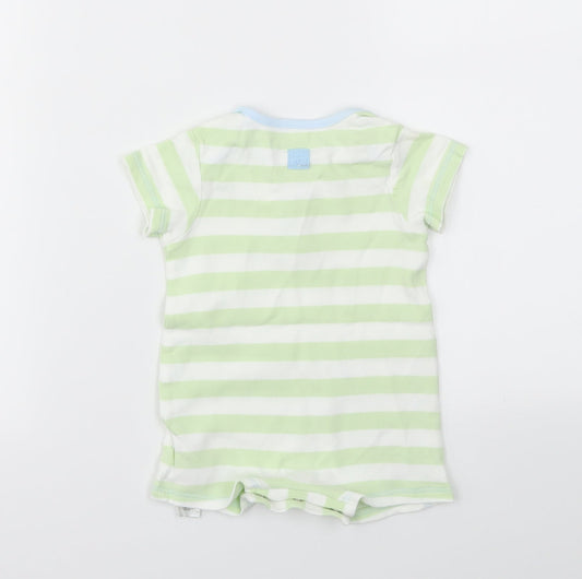 M&S Boys Green Striped Babygrow One-Piece Size 3-6 Months