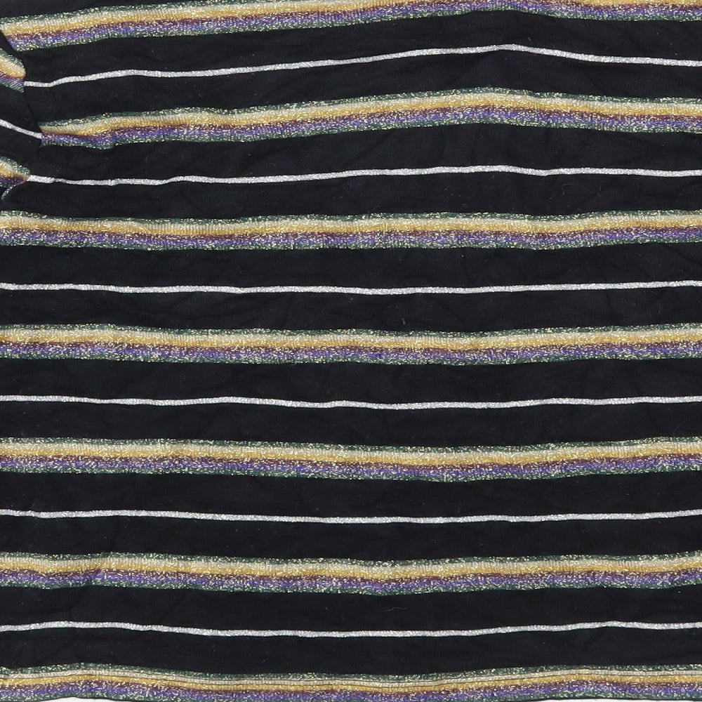 Topshop Womens Multicoloured Striped Basic T-Shirt Size 8