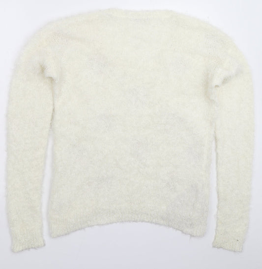 TU Womens White Knit Pullover Jumper Size 12