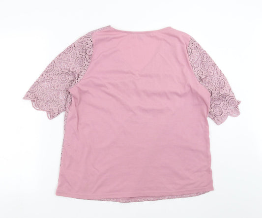 Bonmarché Womens Purple Floral Basic Blouse Size 16