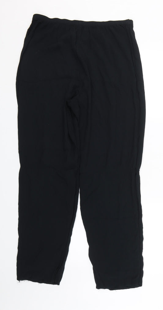 Womens UK Size L Preworn Regular Fit Black Trousers