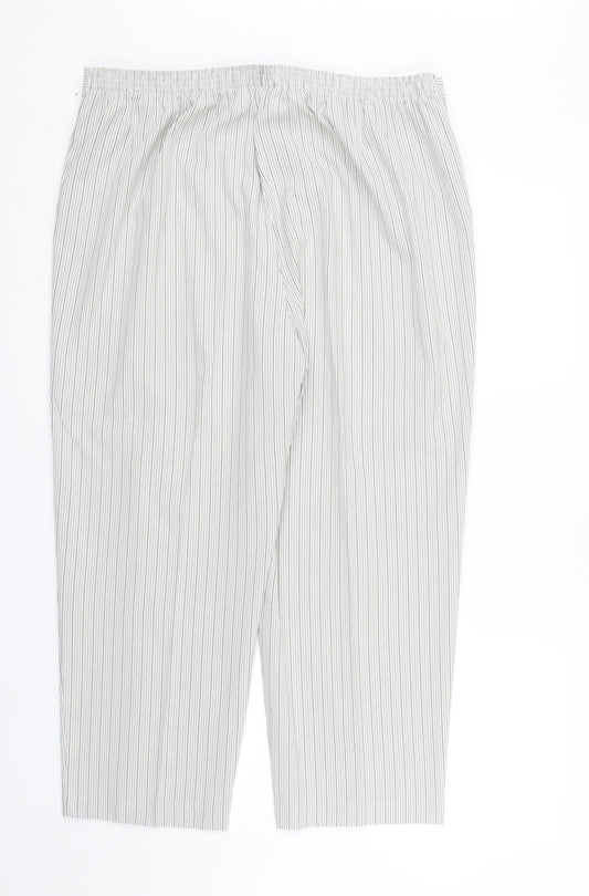 BM Womens White Striped Cropped Trousers Size 18 L24 in