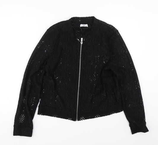 C&A Womens Black Floral Jacket Size 16