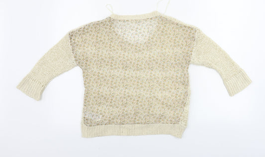 New Look Womens Beige Floral Pullover Jumper Size 8