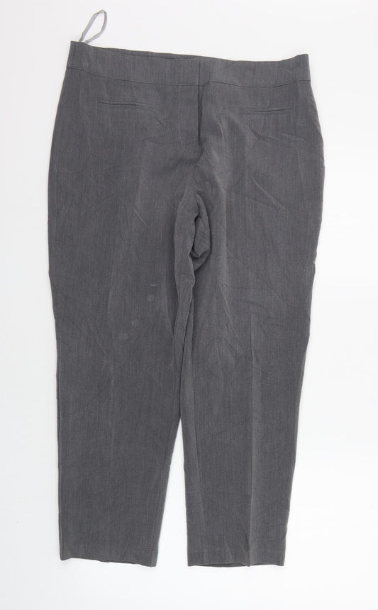 Womens UK Size 14 Classic Regular Fit Cropped Grey Trousers