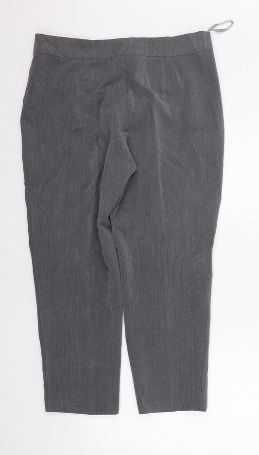 Classic Womens Grey Cropped Trousers Size 14 L34 in
