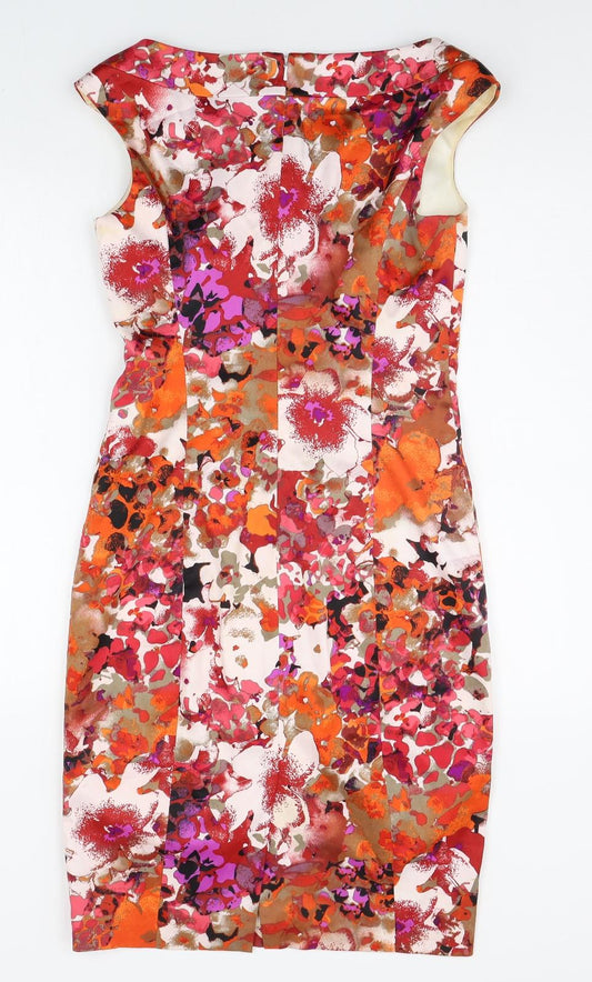 Jax Womens Red Floral A-Line Size 4