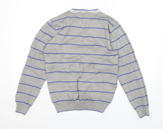Cedar Wood State Mens Grey Striped Pullover Jumper Size S