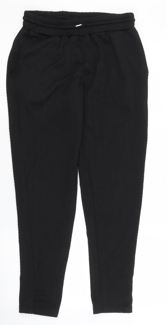 Womens UK Size S River Island Regular Fit Carrot Black Trousers