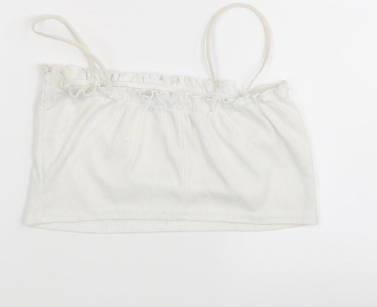 Nasty Gal Womens White Cropped Tank Size 8
