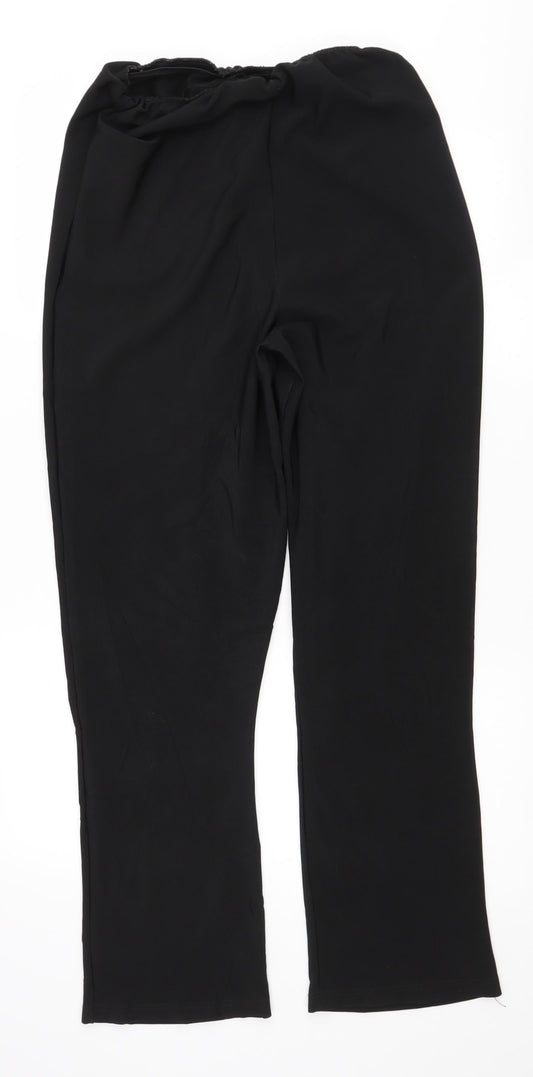 Womens UK Size L Preworn Regular Fit Black Trousers