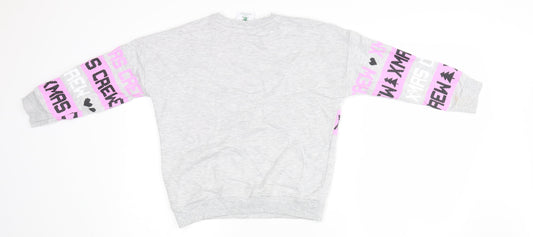 George Girls Grey Pullover Sweatshirt Size 6-7 Years - Christmas Jumper