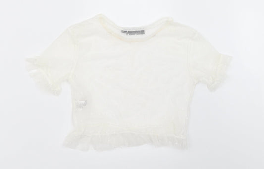 Womens UK Size 6 PRETTYLITTLETHING White Cropped Blouse