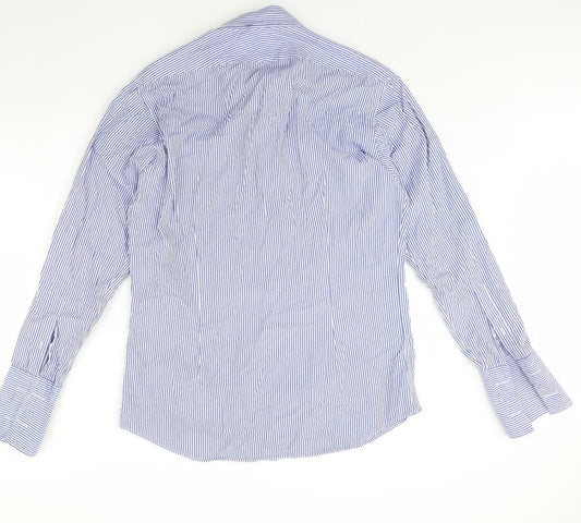 T.m Jewin Mens Blue Striped Dress Shirt Size 36