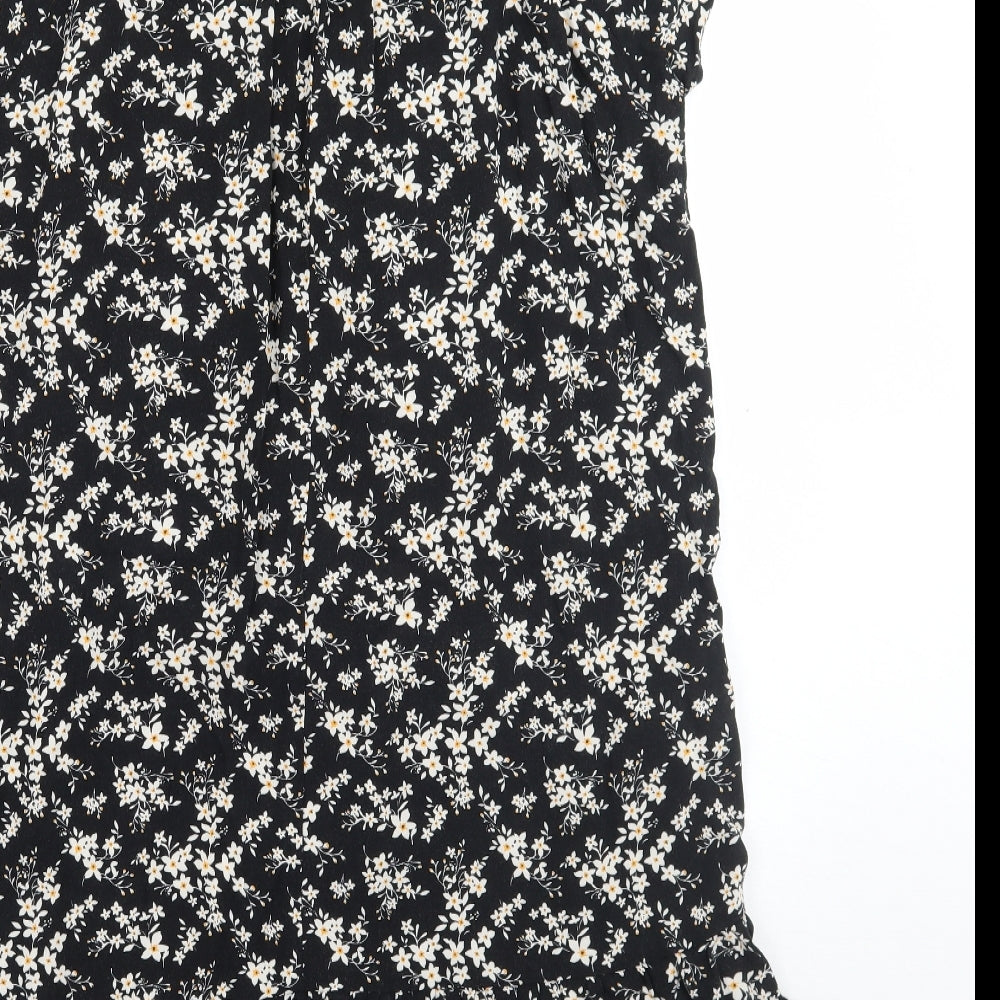 George Womens Black Floral A-Line Size 12