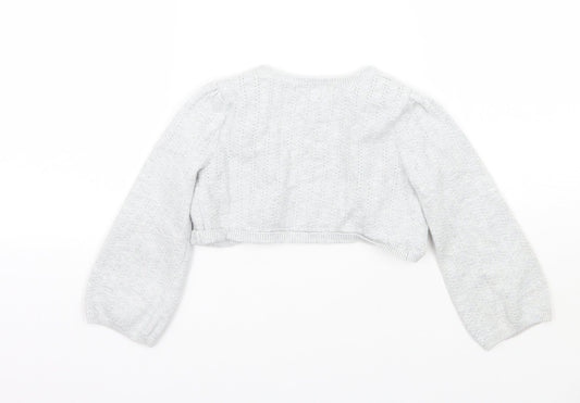 Marks and Spencer Girls Grey Cardigan Jumper Size 3-4 Years