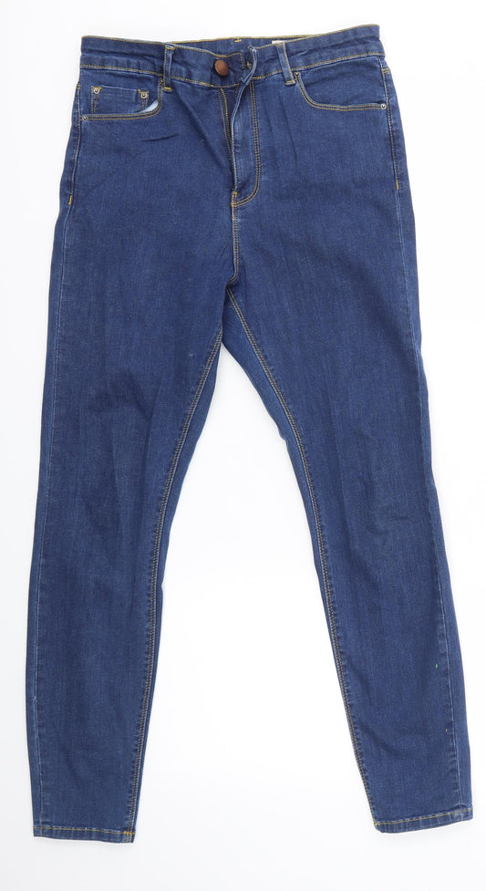 Additional front view of ASOS women’s blue skinny jeans, size UK 30, in, 32-inch leg