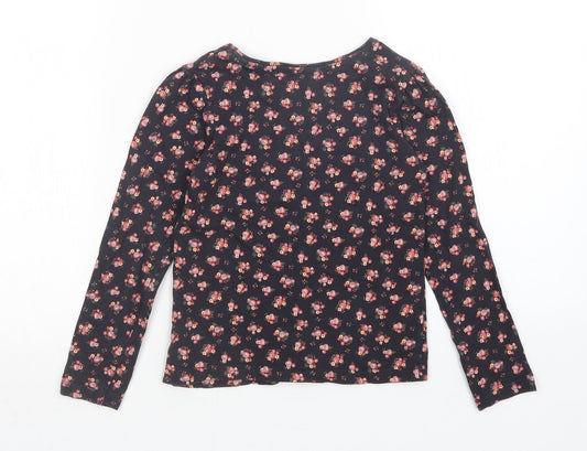 Young Dimension Girls Black Floral Basic T-Shirt Size 6-7 Years
