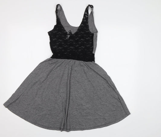 H&M Womens Grey Fit & Flare Size 6