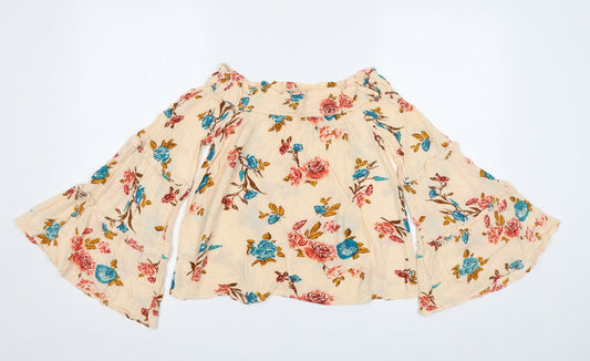Primark Womens Beige Floral Basic Blouse Size 10
