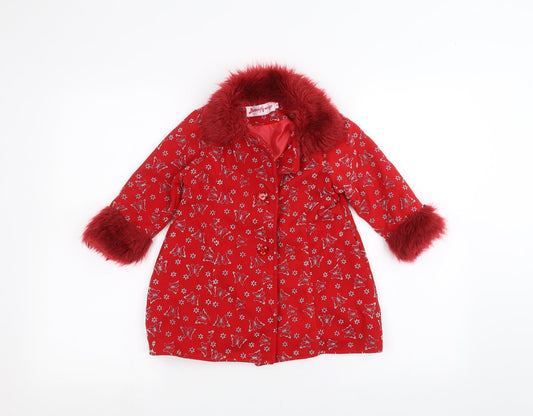 butterfly wings Girls Red Jacket Size 4 Years