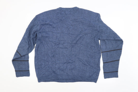 BHS Mens Blue Striped Pullover Jumper Size M